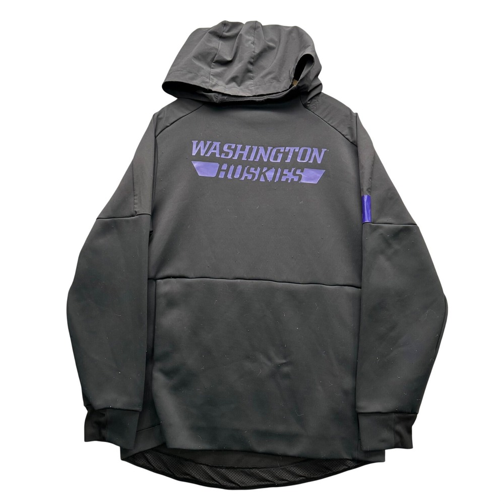 Adidas Washington Huskies Hoodie Men's Size M Black Purple Pullover Team Apparel